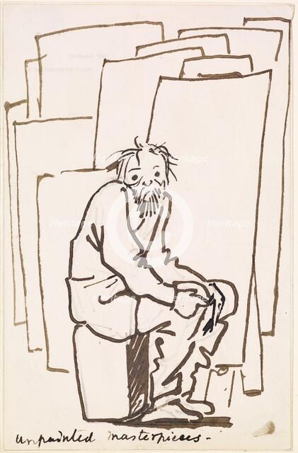 Caricature - Unpainted Masterpieces, Self-Portrait, 1891-95. Creator: Sir Edward Coley Burne-Jones.