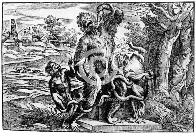 Caricature of the Laocoon group, 1937. Artist: Nicolo Boldrini