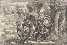 Caricature of the scuptural group, the Laocoön ca. 1540-45., ca. 1540-45. Creator: Attributed to Nicolò Boldrini