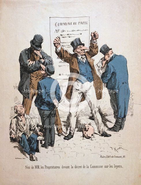 Caricature of the proprietors, Paris Commune, 1871.  Artist: Anon