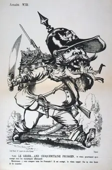 Caricature of Wilhelm I of Prussia, Franco-Prussian war, 1870-1871. Artist: Anon