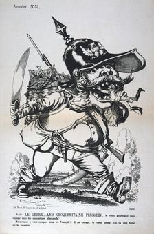 Caricature of Wilhelm I of Prussia, Franco-Prussian war, 1870-1871. Artist: Anon