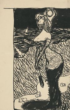 Caricature of women's fashion, 1908-1912. Creator: Konstantín Kövári-Kacmarik