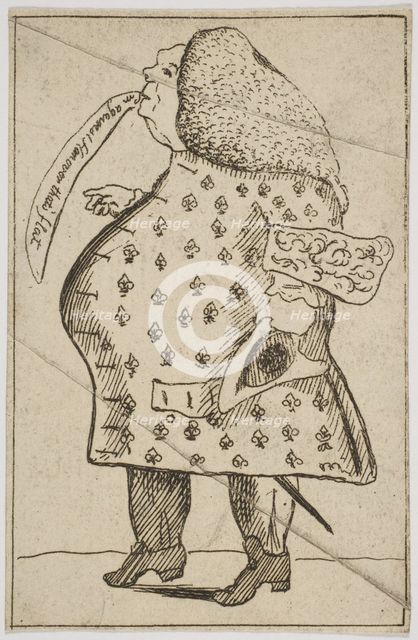 Caricature of a Man declaring: "I'm against Hanover that's flat", ca. 1757. Creator: Attributed to George Townshend, 4th Viscount and 1st Marquess Townshend (British, 1724-1807).