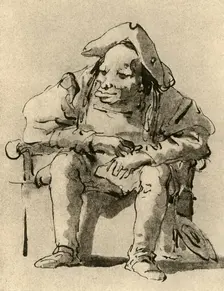 Caricature of a man seated mid 18th century, (1928). Artist: Giovanni Battista Tiepolo