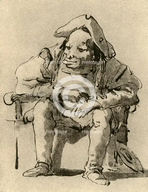 'Caricature of a man seated', mid 18th century, (1928). Artist: Giovanni Battista Tiepolo.