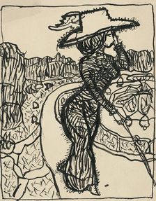 Caricature of a lady, 1908-1912. Creator: Konstantín Kövári-Kacmarik