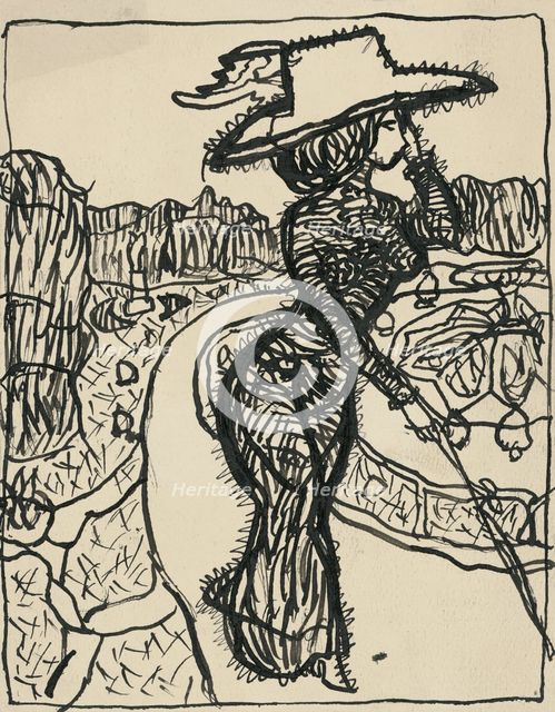 Caricature of a lady, 1908-1912. Creator: Konstantín Kövári-Kacmarik.