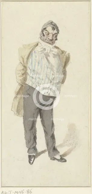 Caricature of a standing man, 1809-1877. Creator: Henry Bonaventure Monnier.