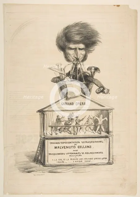 Caricature of Berlioz, from La Caricature Provisoire, no. 1, 1838. Creator: Benjamin Roubaud.