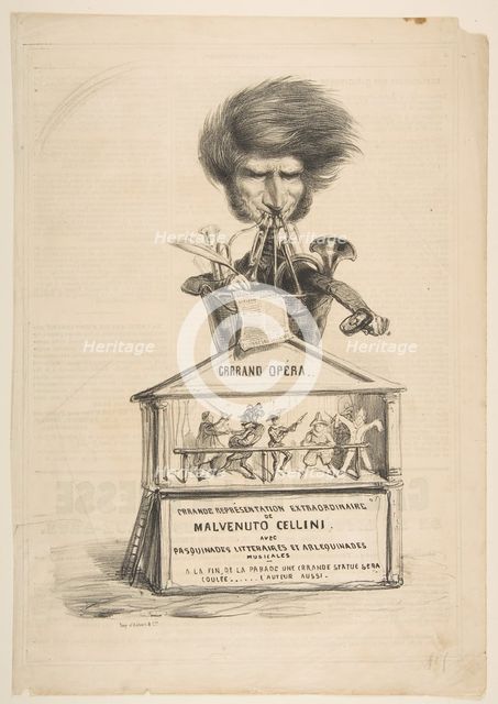 Caricature of Berlioz, from La Caricature Provisoire, no. 1, 1838. Creator: Benjamin Roubaud.