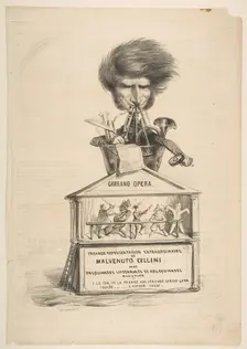 Caricature of Berlioz, from La Caricature Provisoire, no. 1, 1838. Creator: Benjamin Roubaud