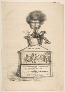 Caricature of Berlioz, from La Caricature Provisoire, no. 1, 1838. Creator: Benjamin Roubaud