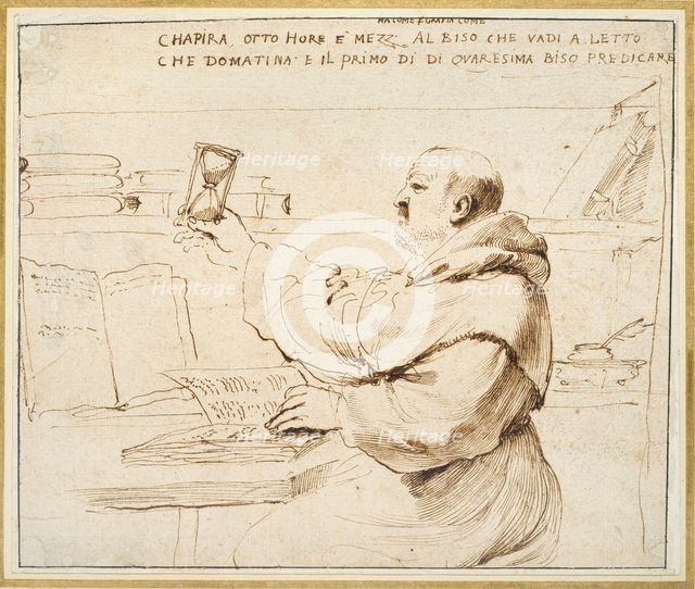 Caricature of Fra Bonaventura Bisi, 1655-1659. Artist: Guercino.