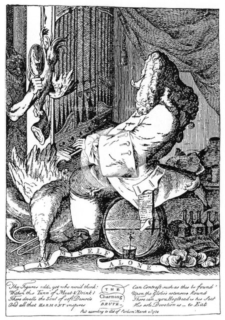 Caricature of George Frideric Handel (1685-1759), 1754. Artist: Unknown