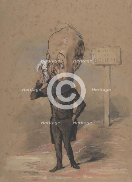 Caricature of Henri Mürger, 1849-61. Creator: Nadar.