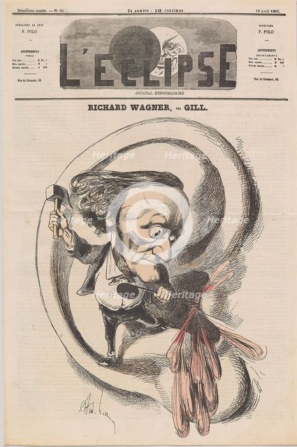 Caricature of Richard Wagner in L'Éclipse, 1869.
