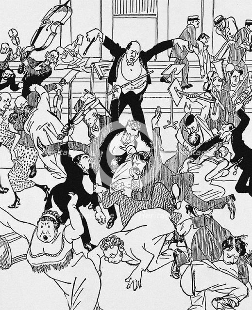 Caricature on Schoenberg's Chamber Symphony No 1 on 31 March 1913 in Vienna, 1913. Artist: Anonymous  