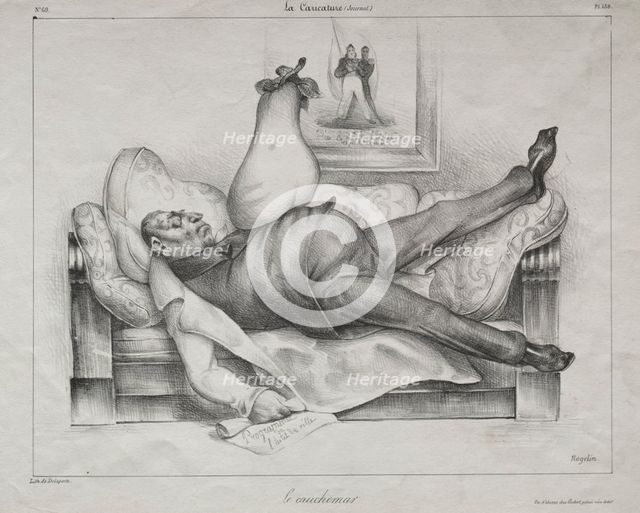 Caricature, plate 139: The Nightmare, 1832. Creator: Honoré Daumier (French, 1808-1879); Aubert.