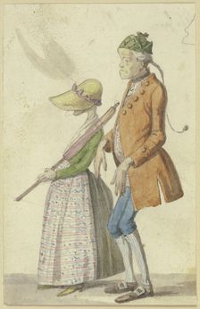 Caricatured farmer couple, 19th century. Creator: Hieronymus Hess