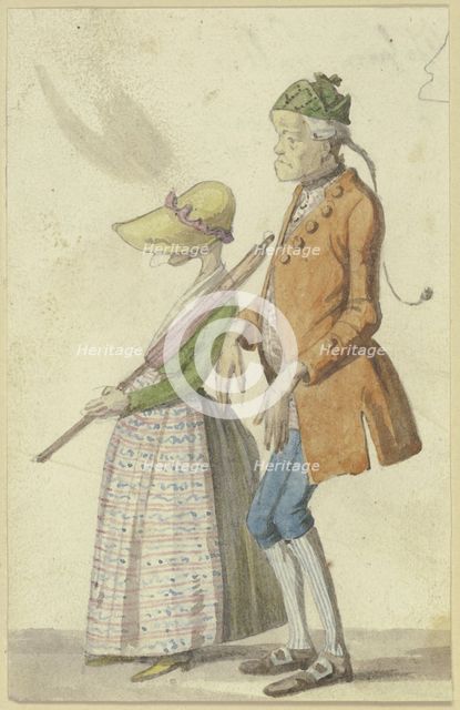 Caricatured farmer couple, 19th century. Creator: Hieronymus Hess.