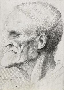 Caricatures and deformities after Leonardo. The old man with gaps between his teeth, c.1645. Creator: Wenceslaus Hollar