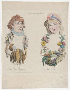 Caricatures Anglaises: Monsieur Craque Perruquier et Mademoiselle Flore, afte..., after August 1800. Creator: Anon