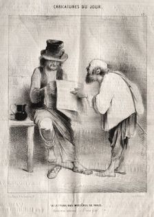 Caricatures du jour: La Lecture des mystères de Paris. Creator: Charles Joseph Traviès de Villers (French, 1804-1859)