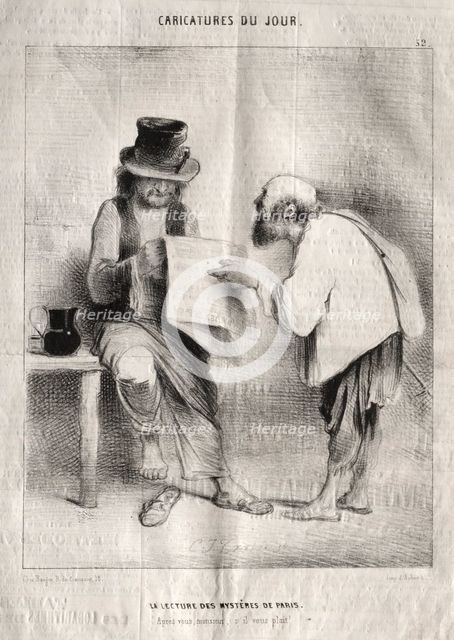 Caricatures du jour: La Lecture des mystères de Paris. Creator: Charles Joseph Traviès de Villers (French, 1804-1859).