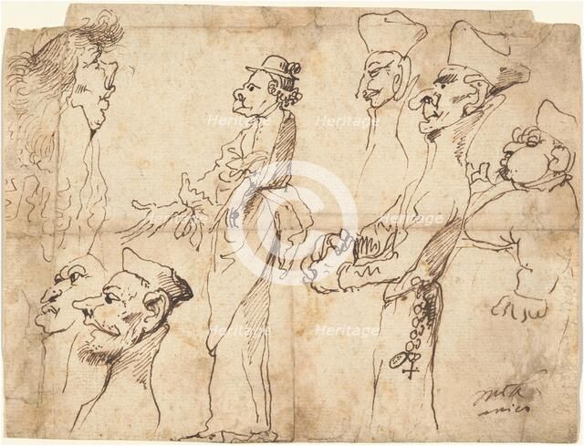 Caricatures of Clerics and Priests, 1640s or 1650s(?). Creator: Pier Francesco Mola.