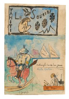 Caricatures of Gauguin and Governor Gallet, with headpiece from Le sourire, 1900. Creator: Paul Gauguin
