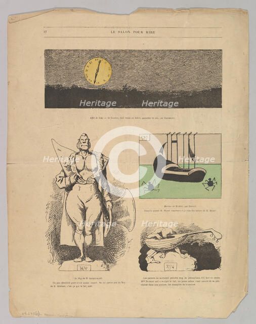 Caricatures of paintings by Daubigny and others in Le Salon Pour Rire, ca. 1868. Creator: Andre Gill.