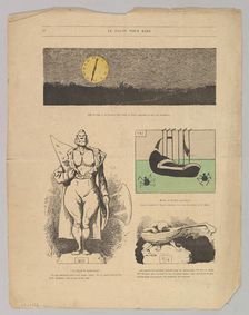 Caricatures of paintings by Daubigny and others in Le Salon Pour Rire, ca. 1868. Creator: Andre Gill