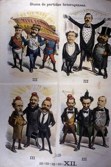 Caricatures of the Government Ministers, published in La Madeja No. 4, Barcelona 30 January 1875