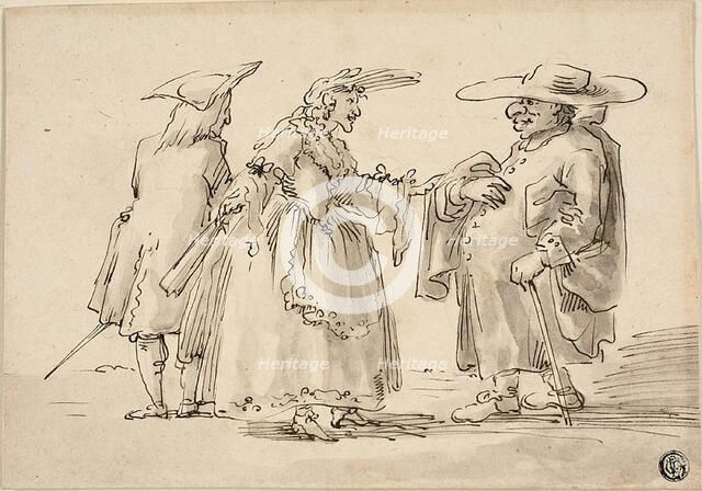 Caricatures of Two Men and a Woman, n.d. Creators: Marco Ricci, Bernardo Bellotto, Pier Leone Ghezzi.