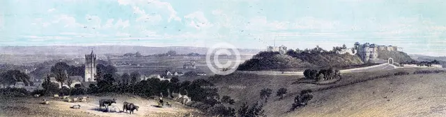 Carisbrooke Castle and village, Isle of Wight, 19th century. Artist: Unknown