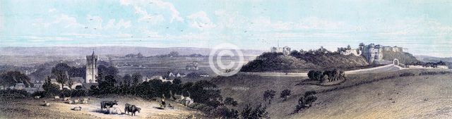 Carisbrooke Castle and village, Isle of Wight, 19th century. Artist: Unknown
