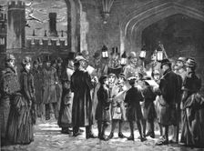 'Carol Singing on Christmas Eve at Hampton Court Palace 1888. Creator: Unknown