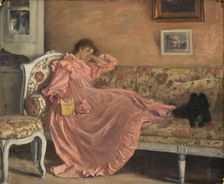 Carola Sitting on the Sofa, 1899. Creator: Gustaf Cederström