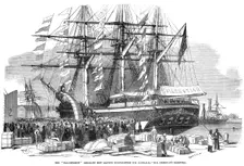 Caroline Chisholm addressing a crowd from the emigrant ship Ballengeich 1852