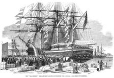 Caroline Chisholm addressing a crowd from the emigrant ship Ballengeich 1852