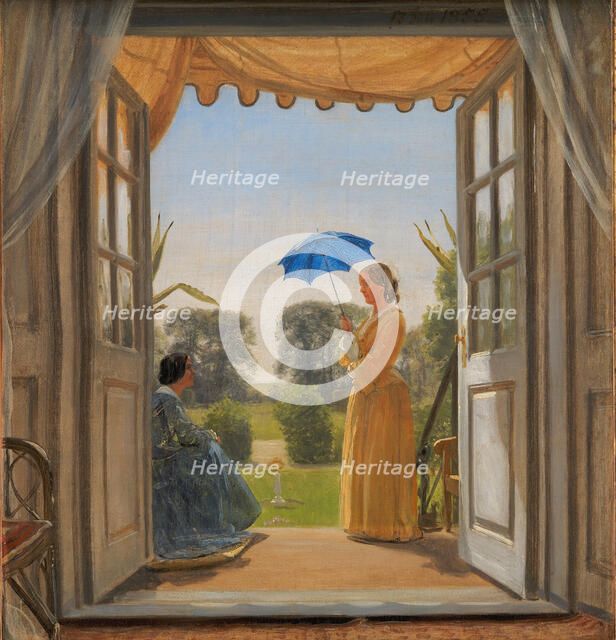 Caroline Dalgas og Jeanina Stampe på Nyso havetrappe, 1855. Creator: Peter Christian Thamsen Skovgaard.