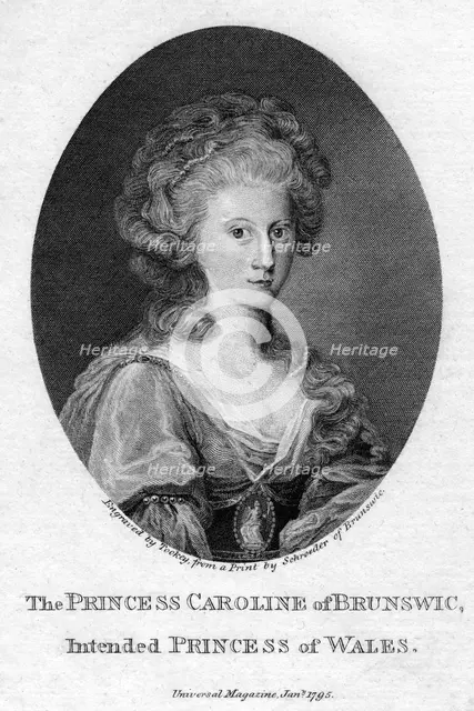 Caroline of Brunswick, Queen Consort of King George IV, 1795.Artist: Tookey