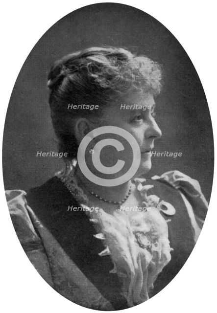 Caroline Lavinia Scott Harrison, wife of President Benjamin Harrison, late 19th century, (1908). Artist: Unknown