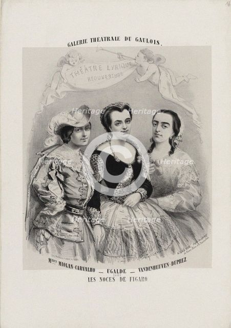 Caroline Miolan-Carvalho, Delphine Ugalde and Caroline Duprez in Le Nozze di Figaro by Wolfgang Am