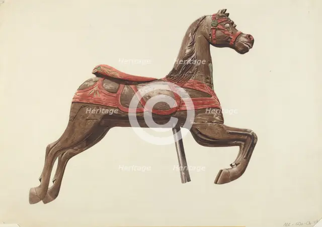 Carousel horse, 1935/1942. Creator: Mildred E Bent.