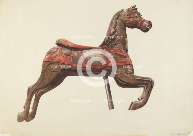 Carousel horse, 1935/1942. Creator: Mildred E Bent.