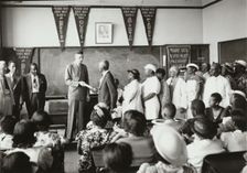 Carl W. Huser, State Director of WPA education program, presenting awards, 1935 - 1943. Creator: Unknown