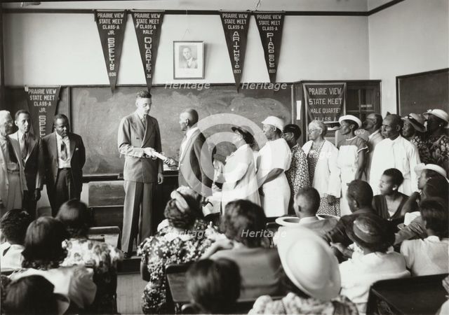 Carl W. Huser, State Director of WPA education program, presenting awards, 1935 - 1943. Creator: Unknown.