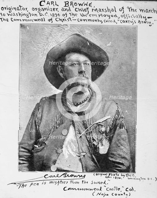 Carl Browne, Organizer of Coxey's Army, 1894, (1913).  Creator: Harris & Ewing.